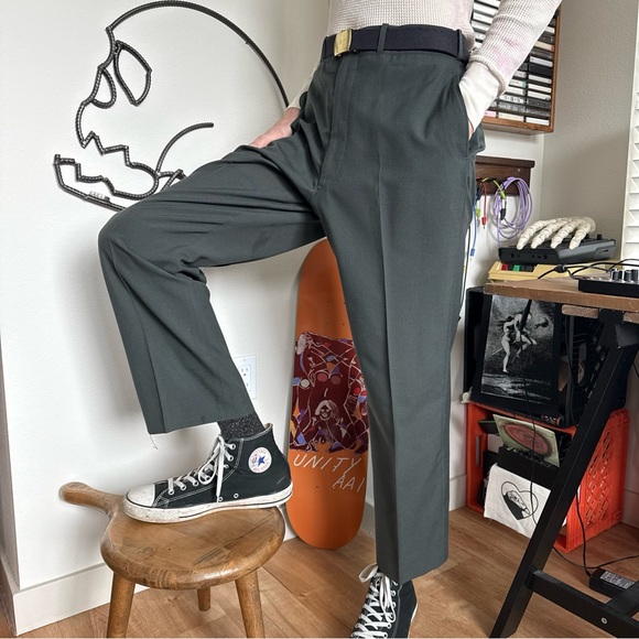 Vintage 60s Military Wool Blend High Waisted Trousers Vietnam Era ~ Size 32 x 29 - Picture 3 of 9